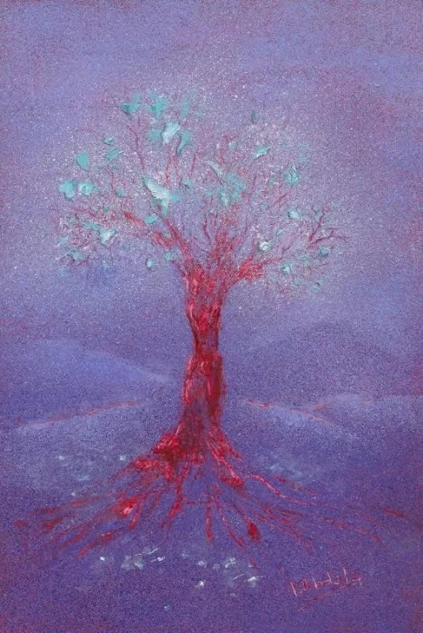 Árbol Rojo II (con luciérnagas)