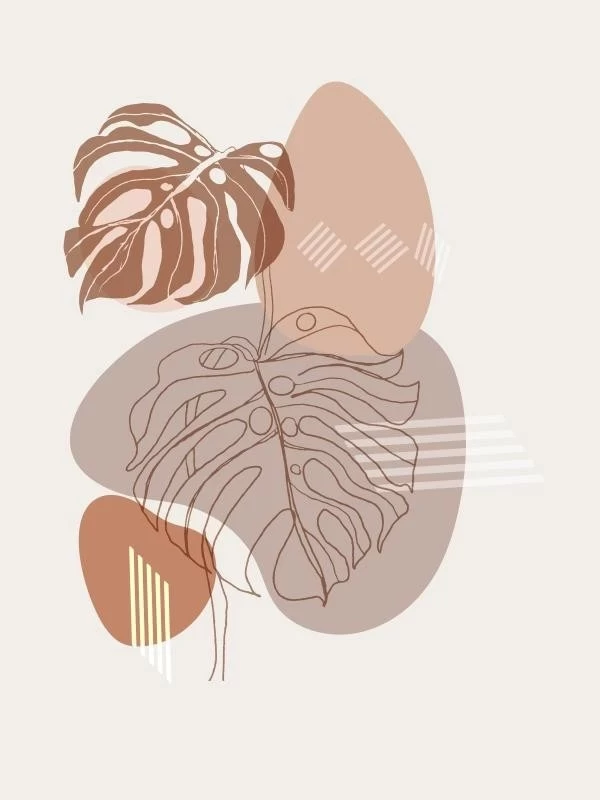 Hojas de Monstera en tonos marrones v2
